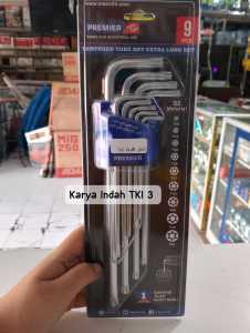 HL Premier Kunci L Bintang Panjang Set Lubang 9Pcs T10-T50 Tempered Torx Key Set 9Pcs Kunci L Panjang Lubang