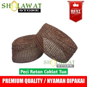 Peci Akar / Peci Rotan Coklat / Kopyah Rotan / Songkok Rotan / Kopiah Rajut Rotan / Songkok Gus Dur / Kopyah Rajut / Peci Rotan Rajut Murah / Peci Gus Dur Murah / Peci Karang / Kopyah Jaring Karang