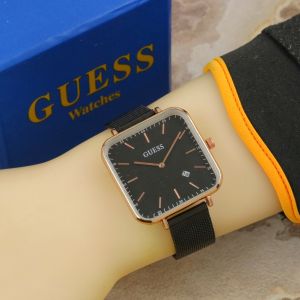 Box Exclusive Jam Tangan Guess Kotak VA-569RA / Jam Tangan Fashion Wanita Tali Rantai Pasir Diameter 36cm