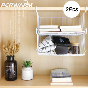 Perwarm 2Pcs Storage Rack Sorting Rack Wardrobe Hanging Basket Cabinet Rack
