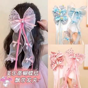 Kawaii Sanrio Anime Kuromi Bow Headband INS Lolita Hair Accessories My Melody Cinnamoroll Cartoon Jk Bow Hair Clip Headwear Girl Holiday Gift