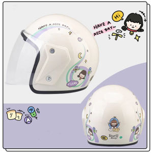 หมวกกันน็อคเต็มใบกันลมสำหรับผู้ใหญ่ลายการ์ตูน น่ารัก ทันสมัย ​​ปลอดภัย ระบายอากาศได้ดี ขนาดรอบศีรษะ 56-61 ซม.