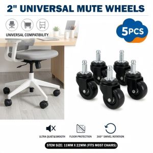 5PCs 2 Inch Office Chair Caster Wheels Roller Rollerblade Style Castor Wheel Replacement PU Wheel