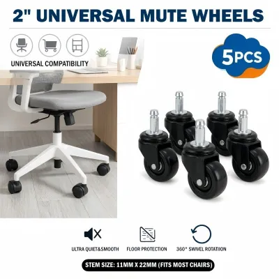 5PCs 2 Inch Office Chair Caster Wheels Roller Rollerblade Style Castor Wheel Replacement PU Wheel