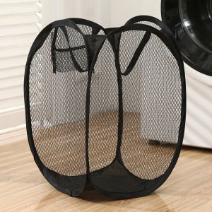 Mesh Pop Up Laundry Hamper Foldable Mesh Laundry Basket for Home Bedroom Bathroom Dormitory Travel Storage Container Bags