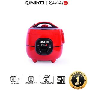 Niko Kawai Rice Cooker / Magic Com 1 Liter 3 in 1 BONUS Gelas Ukur dan Sendok Nasi - FREE ONGKIR