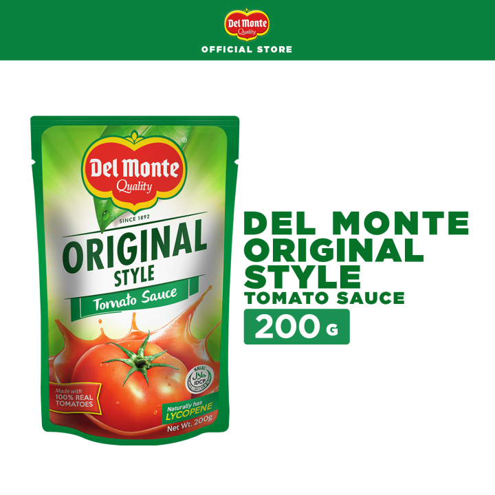DEL MONTE Original Style Tomato Sauce with 100 Real Tomatoes 200g Lazada PH