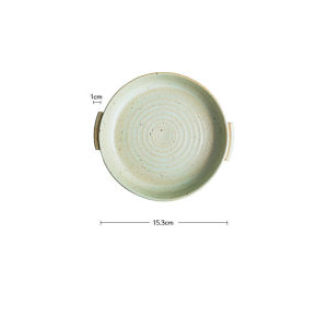 OMK ภาชนะดินเผาผิวหยาบถาดลึกสไตล์วินเทจทำด้วยมือจานเซรามิกชามพร้อมที่จับ