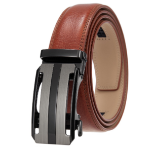 Ikat pinggang kulit pria model rel otomatis cowok laki hitam cokelat import ada box dus hitam GM-T13