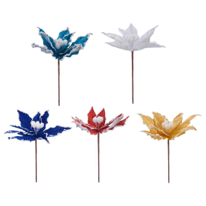 5PCS Realistic Christmas Flowers Artificial Decorations Colorfast Faux Blooms Packaging for Home