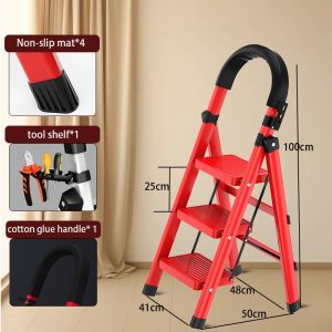REAIM ladder foldable aluminium 3/4/5/6 Step heavy-duty portable Household Multifunction Anti-Slip Reinforcement Steel Alloy Step Ladder