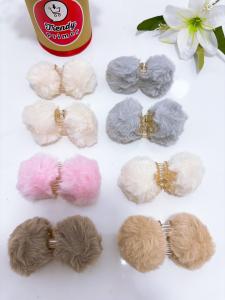 Jepit rambut bulu pompom jumbo isi 12 pcs