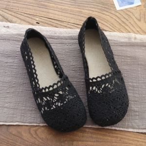 New Summer Crochet Flats Womens Elegant Breathable Shoes Woman Soft Mesh Loafers Lady Casual Ankle Wrap Flats Fisherman Shoes2026