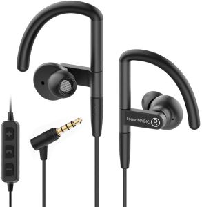 SoundMAGIC ST80 Bluetooth Sports Earbuds with Ear Hooks and Microphone Long Playtime Wireless Earphones Waterproof Wired in Ear Headphones HiFi Stereo Sound Adjustable Metal Mechanism Black