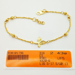 Yon Hing Rantai Tangan Sauh Padu Butterfly Emas 916