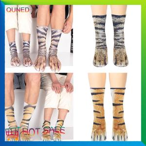 QUNED Sáng Tạo Động Vật Chân In Phụ Nữ Trung Ống Vớ Phim Hoạt Hình Mèo Hổ Vịt Móng Vuốt Phụ Nữ 3D In Vui Động Vật Giữa Vớ