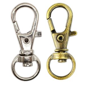 Beads Findings Part for DIY Jewelry Making Accessories Big Swivel Lobster Clasps Claw Hook 32x11mm Antique Brass Rhodium Plated Brass Spring Snap Hook Split Key Ring Connector for Bag Belt