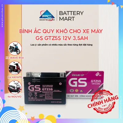 Ắc quy khô GS GTZ5S 35Ah Wave RS Rsx Rsv S Nouvo456 Airblade110 Hayate X-Bike SKY Exciter Luvias Cub acquy Yuasa