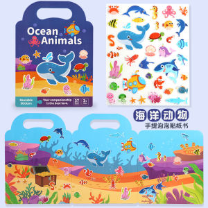 Buku Pelekat Kids Sticker Book Educational Puzzle Sticker Activity Book Cartoon Scene Training Book