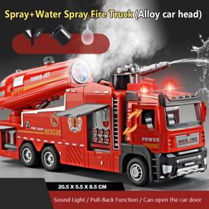 JUTBONG 1:32 Scale Fire Truck Model With Sound Light Pull-Back Function Water Spray Fire Rescue Toy Realistic Interactive Toy Fire Engine Cars Model