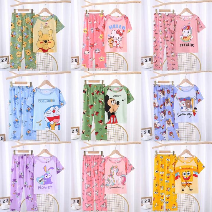 ชุดนอนเด็กลายการ์ตูนรุ่นแขนสั้นขายาวลายใหม่ นื้อผ้านิ่มใส่สบาย | Lazada ...