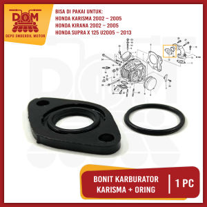 Bonit Karburator Karisma + O Ring (PSP) Ebonit Manipol Fiber Insulator Karbu Honda Supra X125 Kirana