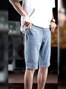 [ Summer New ][ Summer New ] Lyocell Tencel Denim Shorts Men Summer Thin Trendy Loose Straight Ice Silk Casual Five-Point Mid Pants [ Ultra-Thin Sweat-Permeable ][ Ultra-Thin Sweat-Permeable ]