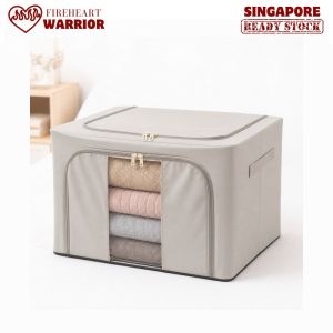 【Fireheart Warrior】 Foldable Steel-Frame Storage Box / Top & Front Zipper Access / Stackable Clothes & Bedding Organizer