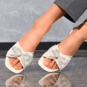 [Free Shipping] Plus-Size Spring And Summer Mesh Bow-Knot Stiletto Sandals For Women Versatile And Fashionable For Outdoor Wear
