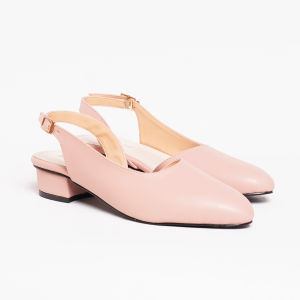 Sepatu Bustong Pink Slingback UK KECIL BESAR 35 to 45 Mules Hak Tebal 3cm Kerja - Pesta Nyaman