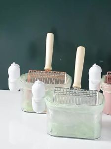 Flower Season Color Block Cat Litter Scoop Base Sixth Generation Metal Cat Litter Scoop Storage Rack OrganizerSupplies