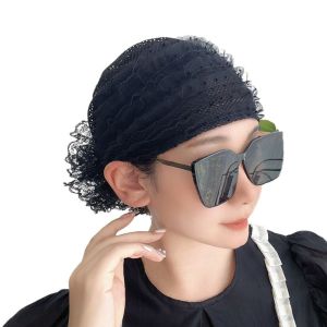 MKEB Lace Turban Hats Elegant Breathable Headscarf Fashion Summer Hair Cover Cap Women