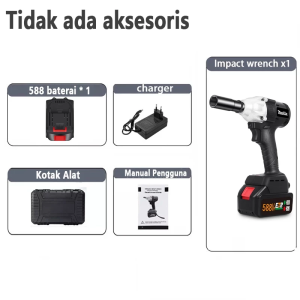 MAKlTA 1090V 2 Baterai Bor impek pembuka baut motor Cordless Impact Wrench high torsi Brushless impact Baterai impek Wrench inpek cas pembuka baut mobil infek buka baut motor Cordless impact baterai asli komplit impact murah berkualitas
