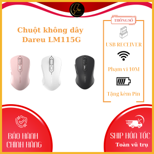 Chuột Không Dây Giá Rẻ DareU LM115G - Tặng Kèm Pin - Hàng Chính Hãng - Bảo Hành 24 Tháng