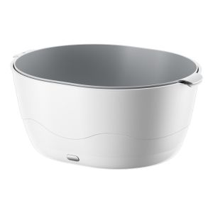 SWEET TIM Large Capacity Electric Vegetable Washing Basket Shock-absorbing Double Layer Fruit Washing Machine Practical Plastic Vegetable Fruit Purifier Kitchen Countertop