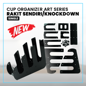 Rak Cup Holder / Rak Paper Cup Akrilik Single Bar Art Series 3 Slot
