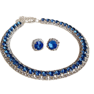 NBANLIKE Cổ điển Vòng cổ pha lê Thủ công Hoài cổ Vòng Cổ Choker Kim cương giả Cứng cáp Lấp lánh Bộ Bông tai vòng cổ Phụ kiện trang sức