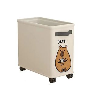 LETOY Oxford Cloth Under Desk Cart Storage Basket Cute Cartoon Animal Print Dirty Clothes Basket Stationery Organizer Movable Laundry Basket for Home
