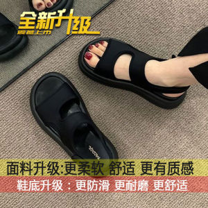 [Free Shipping] Korean-Style Casual Beach Sandals For Women 2025 Summer New Collection Featuring A Thick Sole For Added Height And A Sporty Design