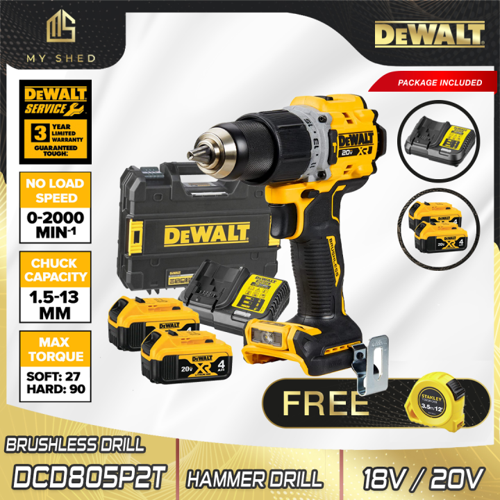 DEWALT DCD805M2T 18V/20V MAX Cordless Brushless Compact Hammer