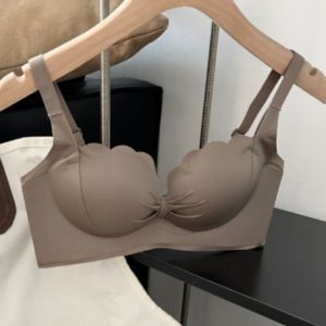 Hand Cup Womens Soft Wireless Bra with Thick Sponge for Push-Up AB Cup Lingerie Breathable Bralette