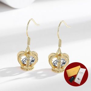 Diamcity (Free Gra Certificate) 1 Karat Moissanite Fashion Anting Mahkota Rumbai Panjang Tiga Dimensi