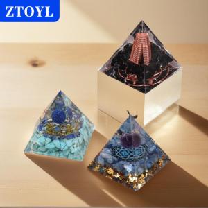 [COD]🔥🔥🔥ZTOYL Energy Pyramid Orgonite Reiki Natural Amethyst Peridot Reiki Chakra Meditation Tool Room Decor Crystal Gifts