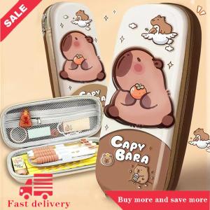 [COD]Flash Delivery 3D Relief Stress Cute Capybara Pencil Case Drop Resistant Waterproof Student School Supplies Storage Box Hard Shell Decompression Pen Bag