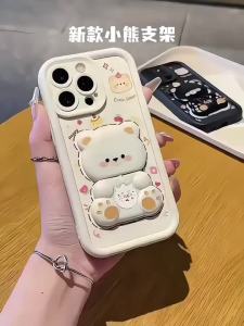 PBZZ Case for Redmi A1 A2 PLUS POCO C50 C51 4G phone casing Softcase Silicone shockproof Cover new design aesthetic with holder 360 ° rotate cute Bear for men JTXX3