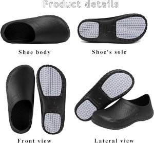 VINCENT Chef Shoes Slip Resistant Kitchen Shoes Nurse Shoes -Non-slip & Oil-proof Slip on Cook Formal Safety Work Shoes for Men Chef Clogs Hospital Operating Room Lab Medical Loafers EVA Injection White Shoes Size 37-44