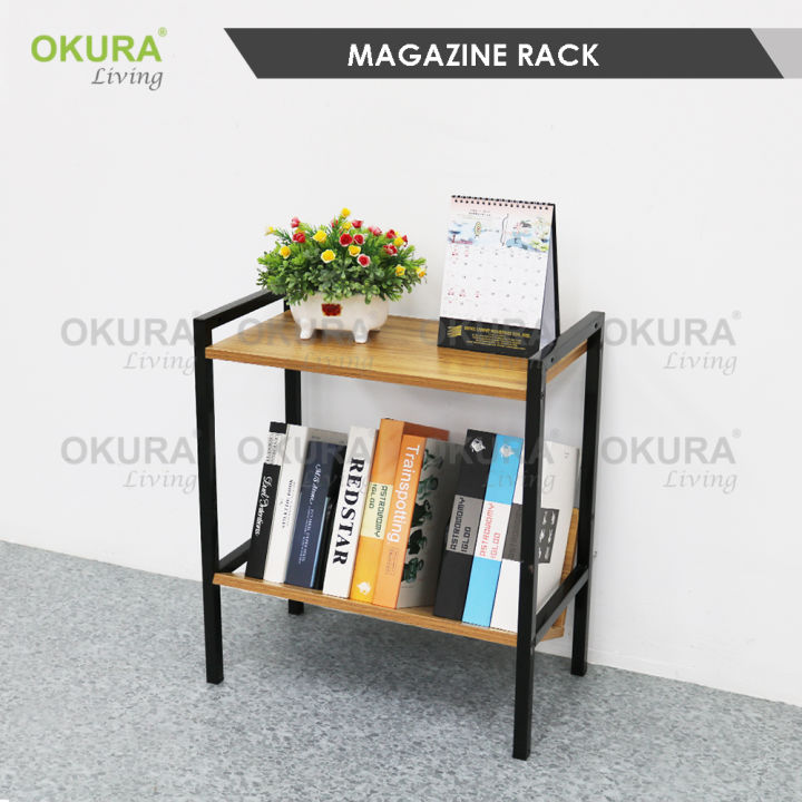 OKURA 2 Tier Magazine Rack Book Shelf Home Office Rak Buku Majalah Hiasan