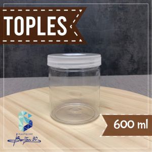 ( ISI 60 pcs ) Toples Silinder Plastik 600 ml - Toples Kue Kering - Toples Lebaran
