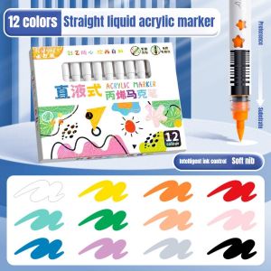 48Colors Acrylic Marker Direct Liquid Soft Head Acrylic Paint Markers Watercolor For Drawing Paper Canvas Cloth Stone Gift