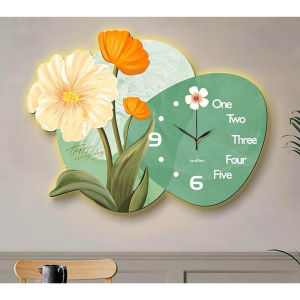 (ẢNH CHỤP) Tranh đồng hồ đèn hoa tulip 13 trang trí decor quà tặng tân gia khai trương